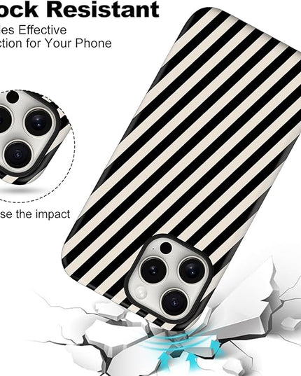 Magnetic for iPhone 11 Case Cute Diagonal Stripes Phone Case, Shockproof Slim TPU and Hard PC Protective Phone Cover Compatible with MagSafe Designed for Women Girls,Black and White