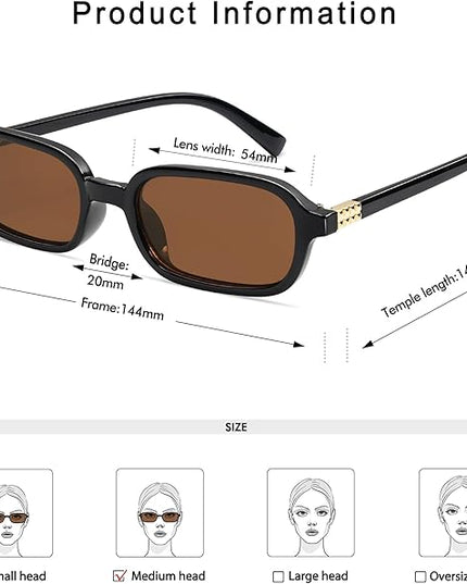 Retro Rectangular Sunglasses for Women Vintage Fashion Trendy Funny Small 90s Square Sunnies 2025 AP3698