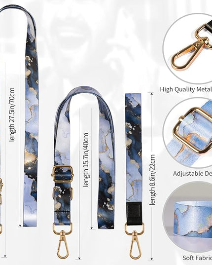 Cell Phone Lanyard, 1x Wrist Lanyards, 1x Adjustable Crossbody Shoulder Neck Strap with 2X Phone Tether Tabs Universal Lanyard for Keys, ID Badges, Card Holder, Most Smartphones (Marble)
