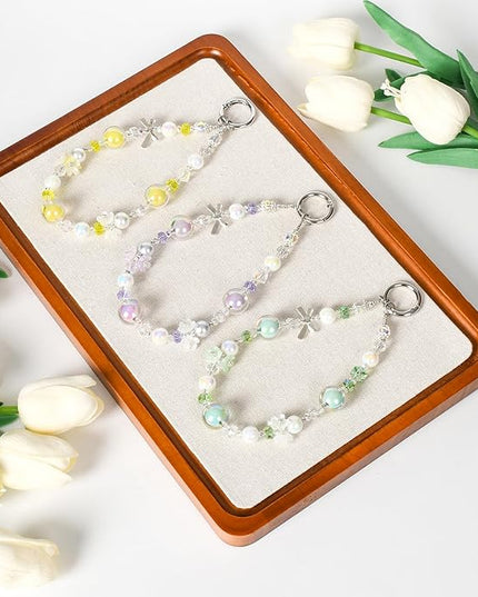 Handmade Flower & Butterfly Phone Wrist Strap Lanyard - Detachable Anti-Drop Strap with 2 Tether Tabs -Women's Gift