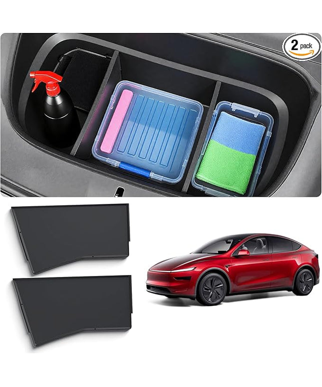 2PCS Front Trunk Partition for Tesla Model Y Juniper 2025 2026 Frunk Partition Tpe Front Trunk Organizer Dividers Model Y Accessories for Supermarket Daily Travel Goods Storage Separation