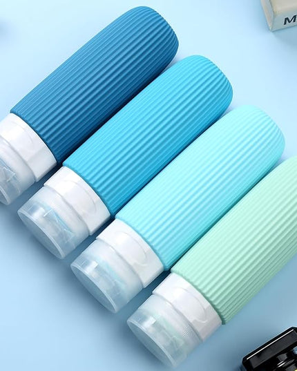 Travel Bottles for Toiletries, Tsa Approved 3oz Portable Travel Bottles, BPA Free Leak Proof Squeezable Silicone Travel Size Containers, Travel Accessories with Clear Toiletry Bag (4 Pack)