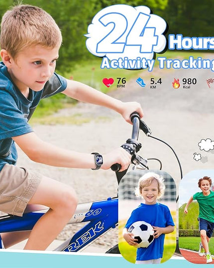 Smart Watch for Kids Fitness Tracker No Phone/APP Needed,19 Sport Mode,1.5" DIY Dial,IP68 Waterproof,Sleep Monitor,Pedometers,Heart Rate,Great Birthday Gift for Boys Girls Teens 6-14 year Olds (Black)