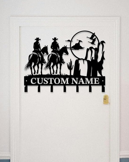 peanut case Personalized Farm Horse Keys Hooks,Custom Name Metal Cowboy Horse Art Keys Hooks,Metal Horse Lover Wall Home Storage Decorative Keys Hooks,Key Holder Hooks for Wall (Style F)