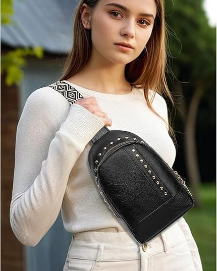 FALAN MULE Crossbody Bags for Women Trendy Leather Sling Chest Bag Fanny Packs for Women