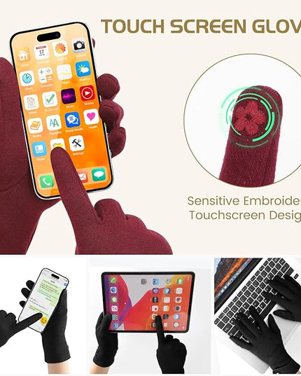 Clothirily Winter Gloves for Women, Touchscreen Texting Winter Gloves Women, Fleece Lined Warm Winter Glove for Cold Weather