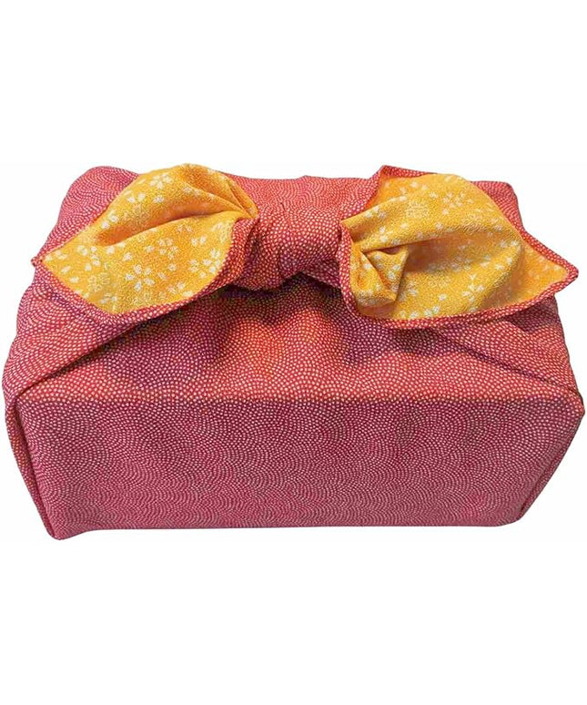 Furoshiki Japanese Wrapping Cloth Eco Gift Wrap Paper Reversible Cherry blossoms Eco-bag Christmas birthday Bento Lunch Box Wine Bottle Box Kimono Cover (Red and Yellow, 27.6 x 27.6 inches)