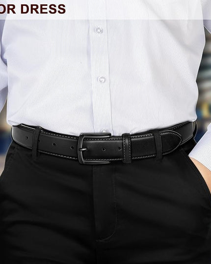 KEMISANT Men Belt 2Pack – Genuine Leather Belt for Men Dress Casual Golf Jeans 1 3/8"
