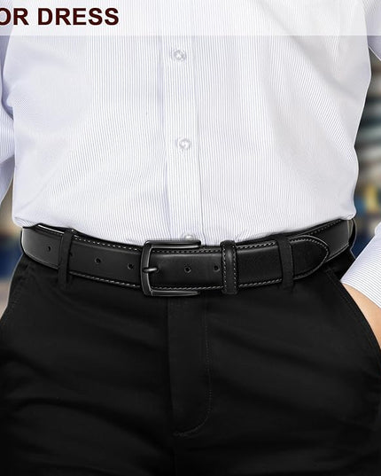 KEMISANT Men Belt 2Pack – Genuine Leather Belt for Men Dress Casual Golf Jeans 1 3/8"