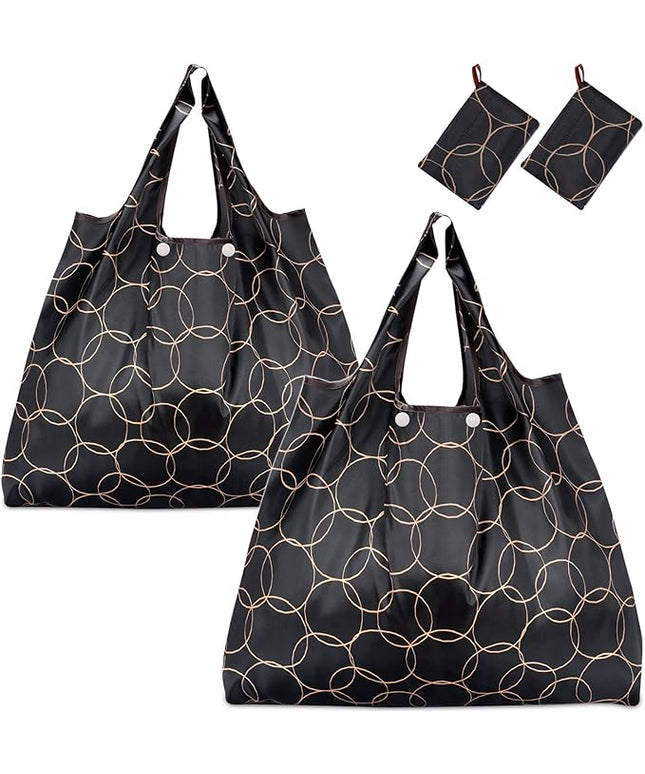 KINGMAS Reusable Grocery Bags, Eco-Friendly Folding Tote Shopping Bag fits in Pocket, Washable Waterproof Nylon Pouch Bags