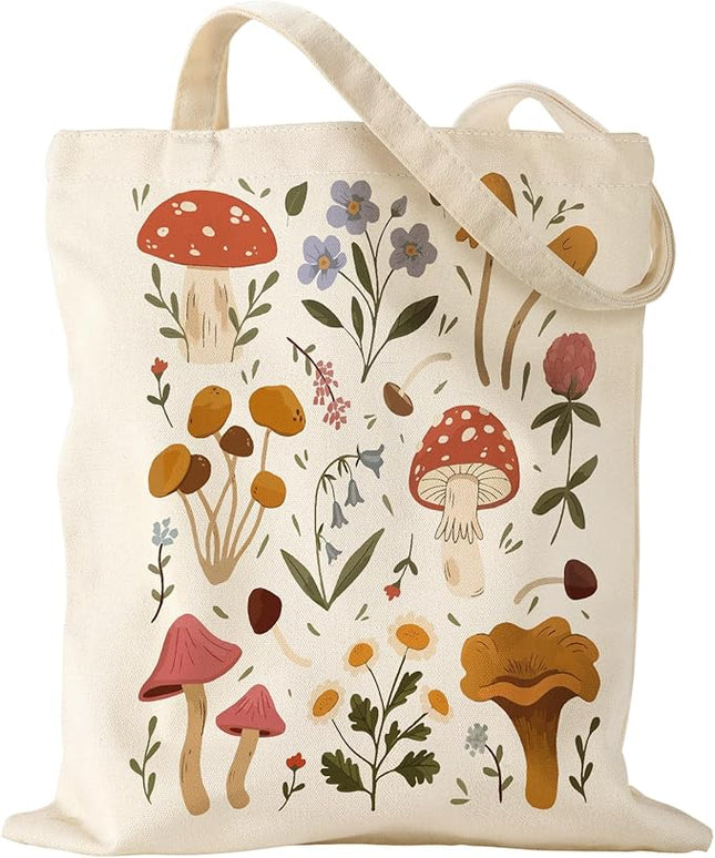 Aesthetic Canvas Tote Bag for Women - Sturdy Cloth Cotton Totes Bag with Pattern Shoulder Bag