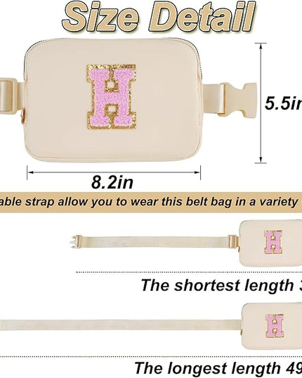 Uygafly Belt Bag Fanny Pack Crossbody Bags with Initials Letter Patch Cute Stuff Birthday Gifts for Teenager Girls Trendy Stuff for Teens | Khaki,H