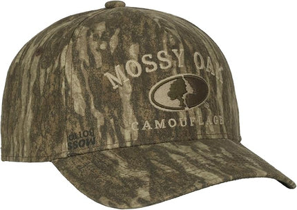 Mossy Oak New Bottomland Camo Baseball Cap – Low Profile Structured Hunting Hat, Pre-Curved Visor, Adjustable Snapback, One Size