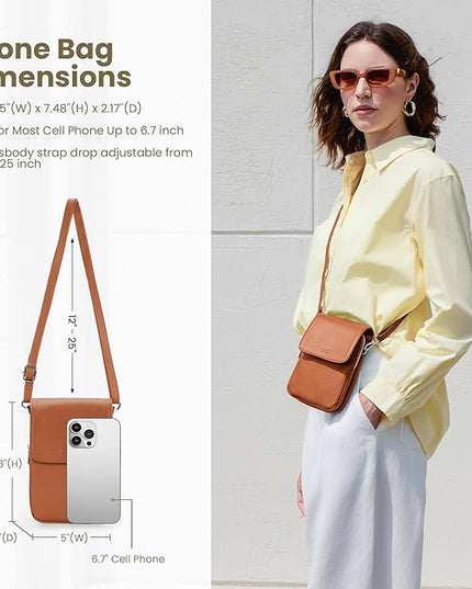 befen Genuine Leather Small Crossbody Bags for Women, Cell Phone Cross body Purse Bag with RFID Blocking Card Slots