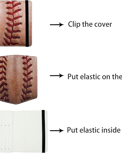 Passport Holder for Women and Men PU Leather Passport Cover for Travel (Baseball)