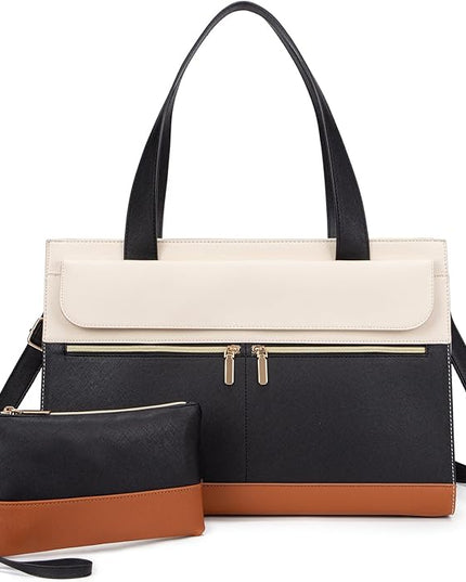 Laptop Bag for Women 15.6 Inch, Professional Tote Briefcase Purse, Eco-friendly Leather Teacher Bag Work Bag for Business