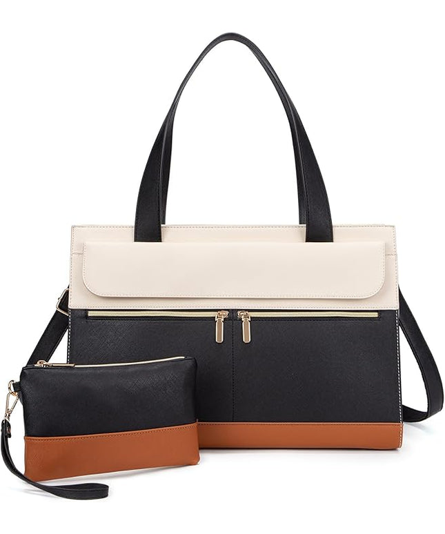 Laptop Bag for Women 15.6 Inch, Professional Tote Briefcase Purse, Eco-friendly Leather Teacher Bag Work Bag for Business