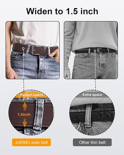 JUKMO 1.5" (38mm) Leather Ratchet Belt for Men in Gift Box