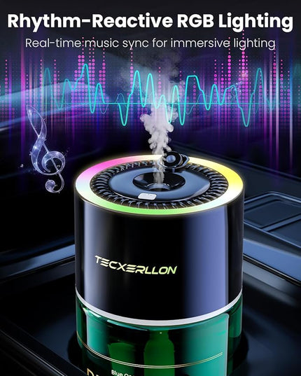 Car Air Freshener, Car Diffuser with RGB Ambient Light & Starry Ceiling, 4 Smart Scent Modes, 120-Day Runtime, Auto On/Off, USB-C Rechargeable, Cologne Or Ocean-Inspired Fragrance,120ML