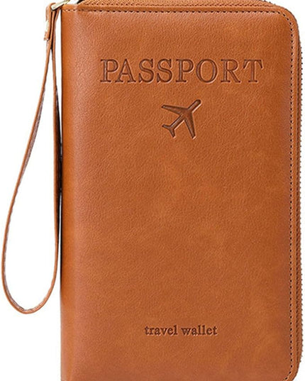 Passport Holder for Travel Women and Men RFID Passport Holder with Card Slots Holder Passport Case Passport cover Passport Wallet Travel Essentials and Accessories (Zipper, Brown Zipper)