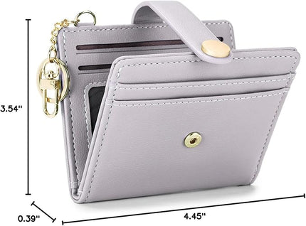 POIUGOYA Slim Wallet for Women,RFID Blocking Bifold Credit Card Holder with Zipper Coin Pocket,ID Window,Keychain
