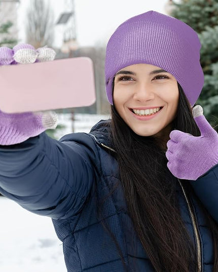 48 Pcs Bulk Winter Knit Beanies Gloves Men Women Warm Beanie Touchscreen Gloves Set Cozy Winter Accessories