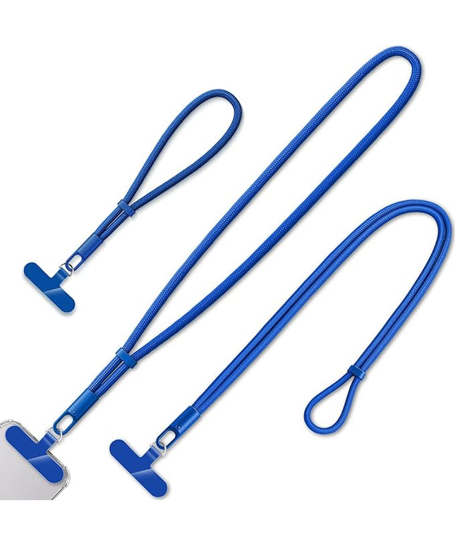 3 Pack Phone Lanyard,1×Phone crossbody strap,1×Phone Neck Strap,1×Wrist Strap,3×Tether Tabs,Universal Cell Phone Multifuctional Patch Polyester Lanyards(Blue)