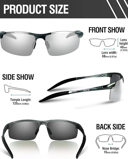 DUCO Mens Sports Polarized Sunglasses UV Protection Sunglasses for Men 8177s