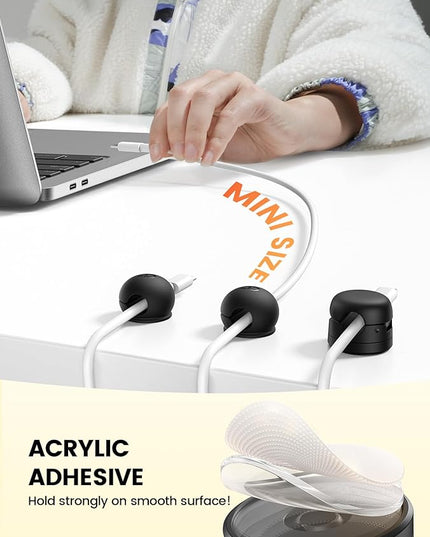 Lamicall 12Pack Magnetic Cord Organizer, Desk Desktop Dorm Organizer Decor Accessories, Silicone Mini Cable Management Clips for Phone Charger Cable, Cord Holder for Nightstand Home Office