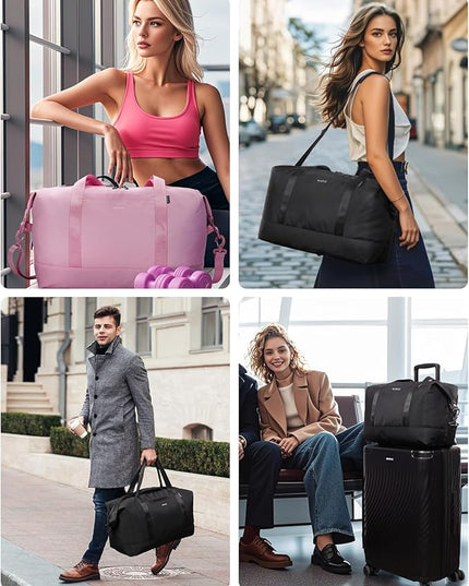 ECOHUB Travel Duffel Bag Water Resistant Weekender Bag Carry On Bags for Women Sport Gym Bags for Men Hospital Bag for Labor and Delivery Overnight Bag Luggage Bag with Trolley Sleeve 30L Army Green