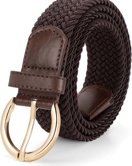 JASGOOD Women Men Braided Woven Elastic Stretch Belt Golf Canvas Casual Belt for Jeans Pants