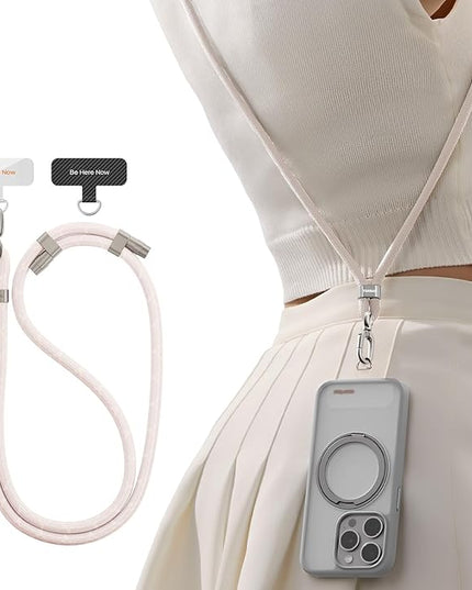 TORRAS Phone Lanyard Crossbody with 2 Phone Tabs, Adjustable Anti Theft Strap for All Cellphone, Premium Metal Buckles, Skin-Friendly, Universal Cellphone Neck lanyard for Travel Essentials, Beige