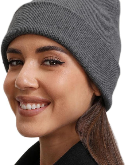 100% Cotton Beanie Hat- Unisex Ultra Soft Winter Warm Stretch Knit Cuffed Hats Fisherman Beanies Skull Cap