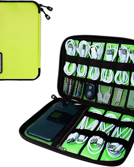 Electronics Organizer Travel Case,Electronic Accessories Storage Bag,Portable Waterproof Cable Organizer Bag,Travel Cord Organizer Bags for Small Charging Cord Storage,SD Card-Green