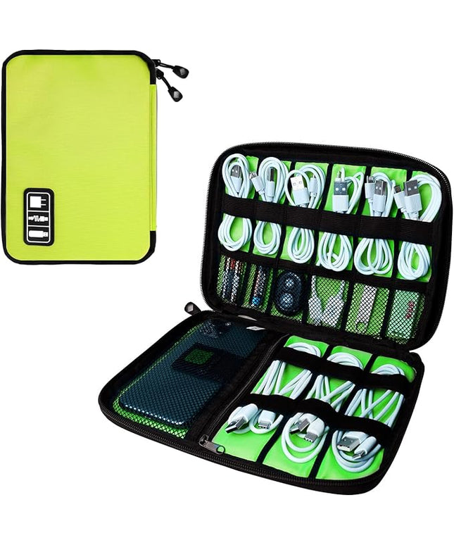Electronics Organizer Travel Case,Electronic Accessories Storage Bag,Portable Waterproof Cable Organizer Bag,Travel Cord Organizer Bags for Small Charging Cord Storage,SD Card-Green