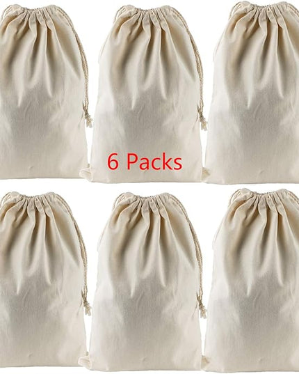 Lanyani 6 Packs Bank Coin Money Cash Bag Sacks, 12" x 17" Canvas Deposit Change Transit Bags with Drawstring, Heavy Duty