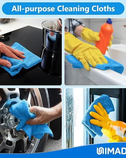 Microfiber Cleaning Cloth, 20 Pack Reusable Microfiber Towels for Cars Lint Free Cleaning Shop Towel Rags for Home Kitchen Automotive Bar Mechanic Restaurant Garage, 11.5"x 11.5", Blue