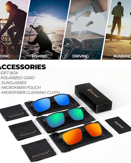 KALIYADI Polarized Sunglasses for Men, Lightweight Sun Glasses with UV Protection for Driving Fishing Golf
