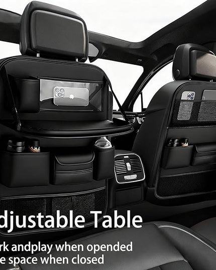Car Seat Organizers,Multi-functional Back Seat Protectors, Storage Pouches, and Tray Holders (for Cars, Kids, Seat Back and Rear Seats)（Leather 1 Pcs）