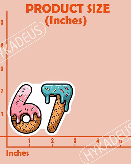(3Pcs) 67 Ice Cream Drip Meme Stickers Funny Six Seven Gen Alpha Slang 6 7 Numbers Vinyl Decals Waterproof for Laptop, Water Bottle, Tumbler, Scrapbook, Phone Case, 3" x 2.5"