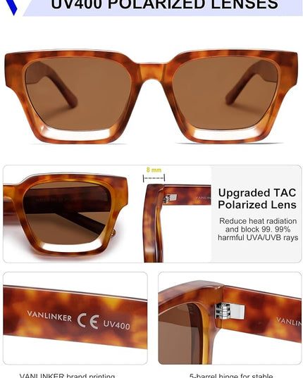 VANLINKER Thick Square Sunglasses for Men Women Retro Chunky Rectangle Shades UV400 Protection VL9731