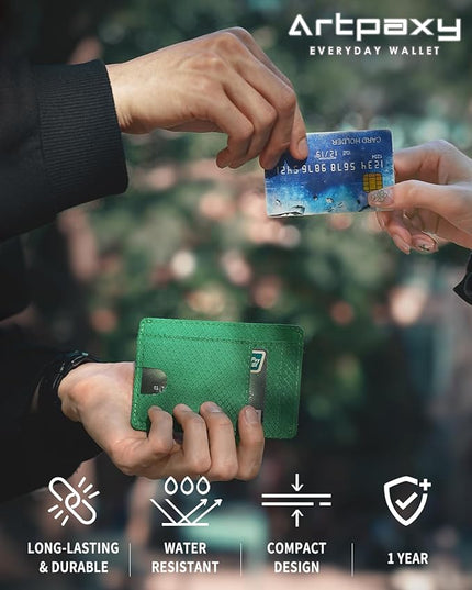 Artpaxy Slim Wallet for Men & Women, Minimalist Front Pocket Card Holder for Travel, RFID Blocking, Water Resistant Nylon Wallet for ID & Cash & Credit Card