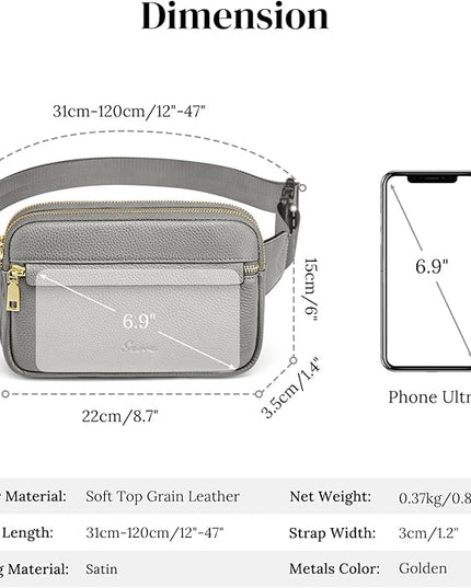 S-ZONE Fanny Packs for Women Genuine Leather RFID Blocking Crossbody Bags Purses Sling Waist Chest Bag Gifts Travel Running Adjustable Strap Men