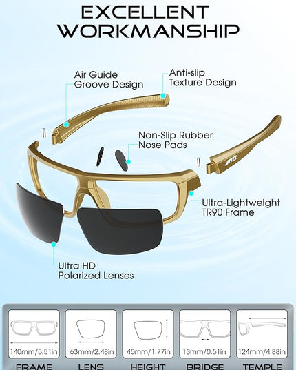 ATTCL Polarized Sunglasses Men for Fishing: UV Protection Lightweight TR90 Sports Wrap Sun Glasses Driving Golf Running