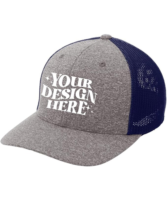 INK STITCH C302 Custom Embroidery Add Logo Texts Melange Mesh Back Trucker Cap
