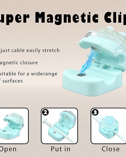 3Pack Magnetic Cable Clips for Nightstand, Adhesive Night-Glowing Cord Holder Organizer for Office Home Desk Wall Car (Cat)