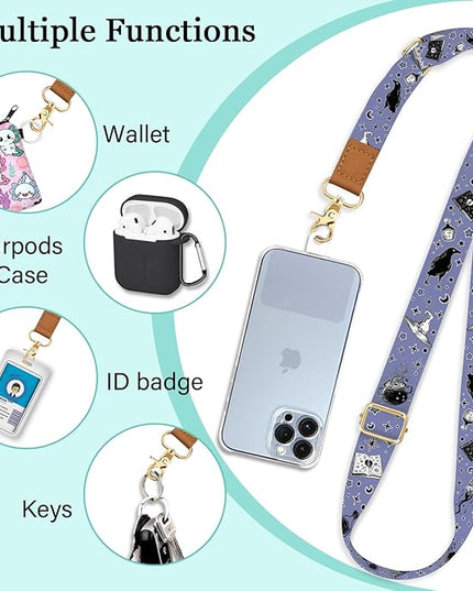 Phone Lanyard Crossbody Wrist Strap, Goth Magic Cell Phone Lanyards for Around the Neck Wristlet Shoulder, Adjustable Cute Strap for Car Keys Keychain Wallet ID Badge