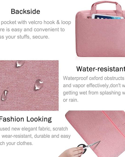 Voova Laptop Bag 17 17.3 Inch, 360° Protective Laptop Case Sleeve with Shoulder Strap Compatible with 17-18 Inch Lenovo Asus Acer Dell Hp, Waterproof Computer Bag Slim Briefcase for Women, Pink
