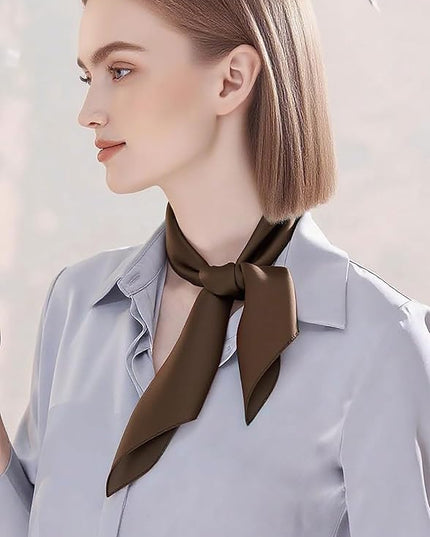 CHUNG Women's Square Satin Scarf 27.5" Bandanas Solid 50s Retro Neck Scarves Emulation Silk Handbag Hair Ribbons Necktie