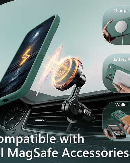 FireNova Magnetic for iPhone 17 Pro Case, Compatible with MagSafe, [Integrated Silicone Camera Control Button] [Camera Protection] Anti-Scratch Microfiber Lining Phone Case, 6.3", Midnight Green